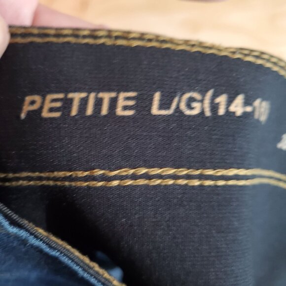 Luxe Denim Jeans Womens Large Petite Blue Skinny Ankle Button Detail Stretch - Picture 3 of 11